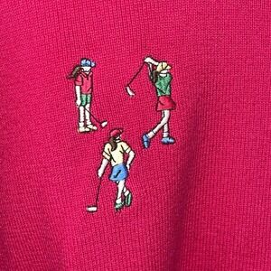 VTG Pivot Rules Golf Pink Sweater XL Green Embroidered Woman's Florida Tee Off